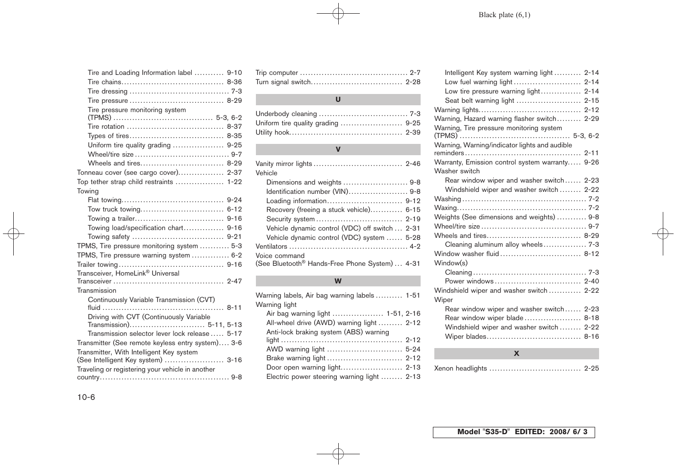 NISSAN 2009 Rogue User Manual | Page 315 / 316