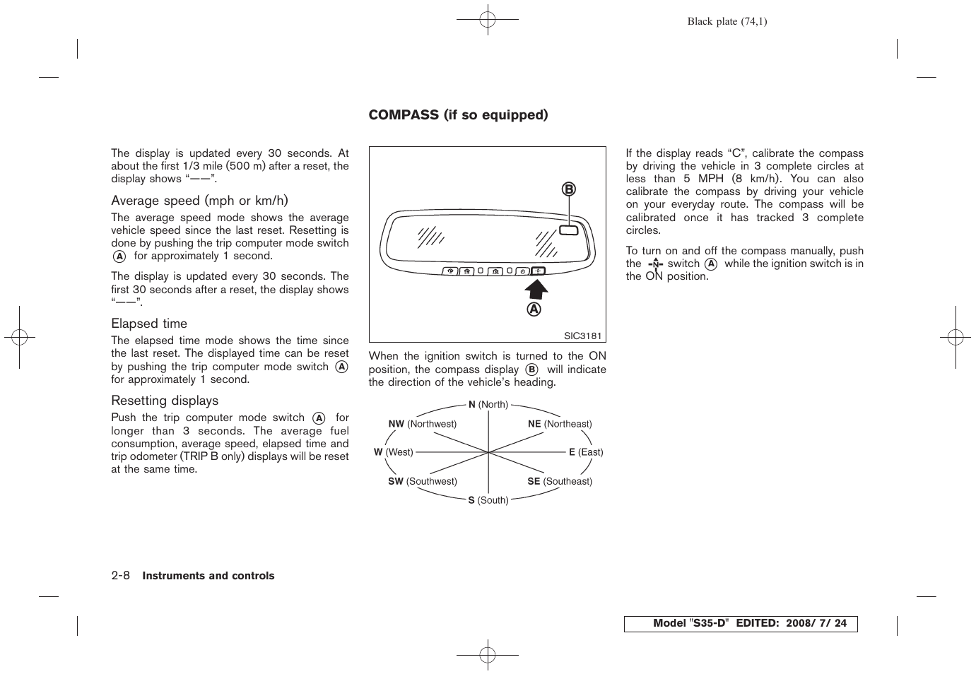 Compass (if so equipped) -8 | NISSAN 2009 Rogue User Manual | Page 76 / 316
