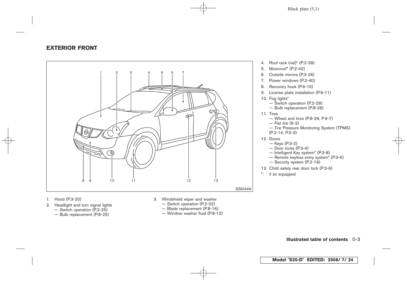 Exterior front -3 | NISSAN 2009 Rogue User Manual | Page 8 / 316