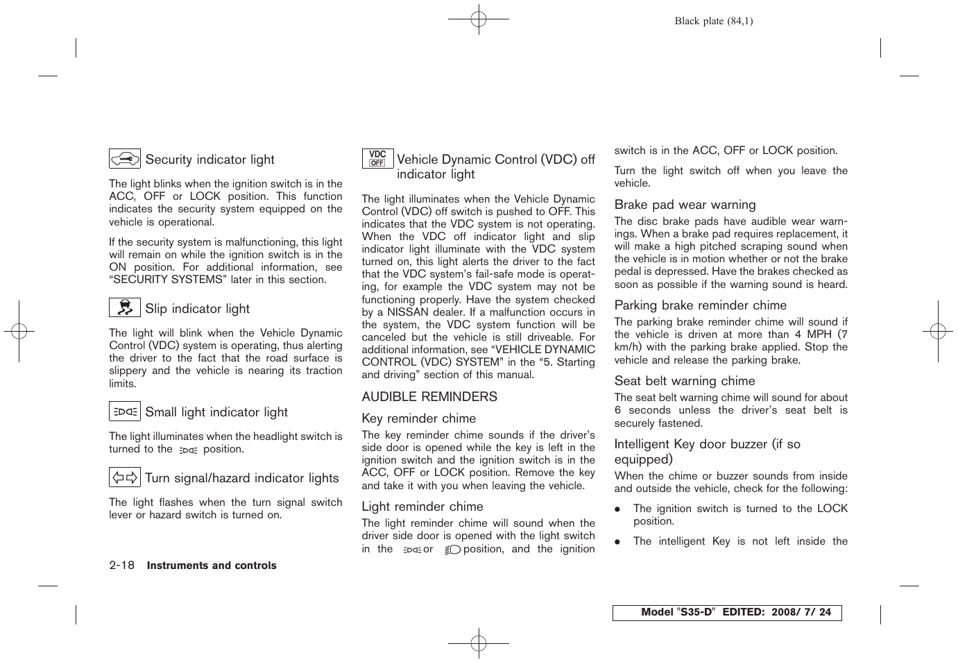 Audible reminders -18 | NISSAN 2009 Rogue User Manual | Page 86 / 316