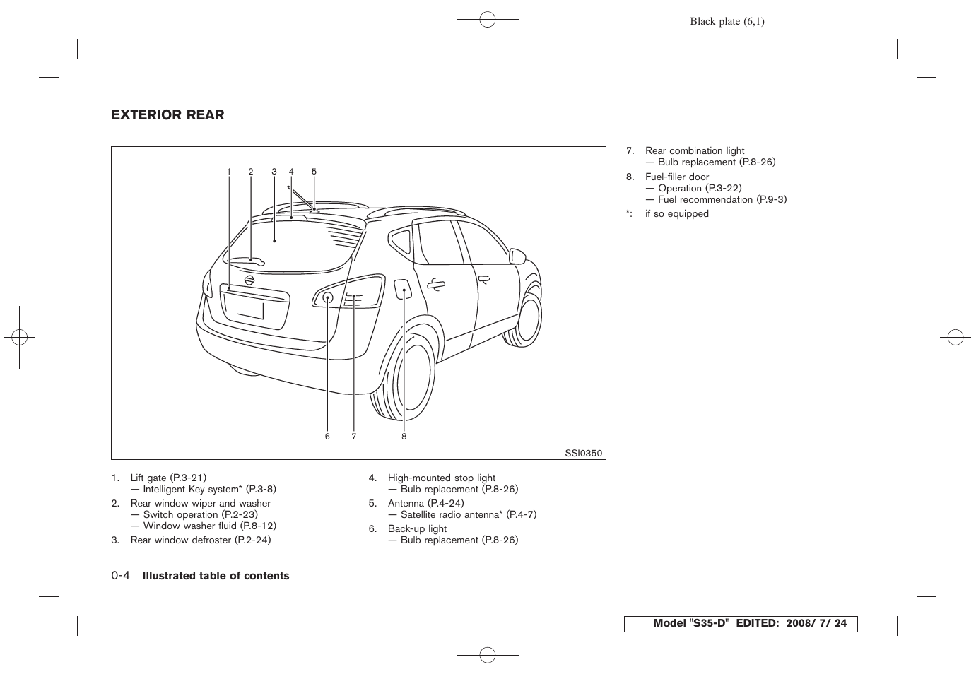 Exterior rear -4 | NISSAN 2009 Rogue User Manual | Page 9 / 316