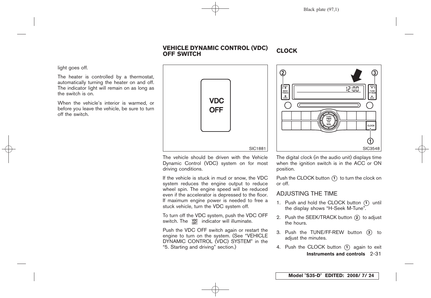 Adjusting the time -31 | NISSAN 2009 Rogue User Manual | Page 99 / 316