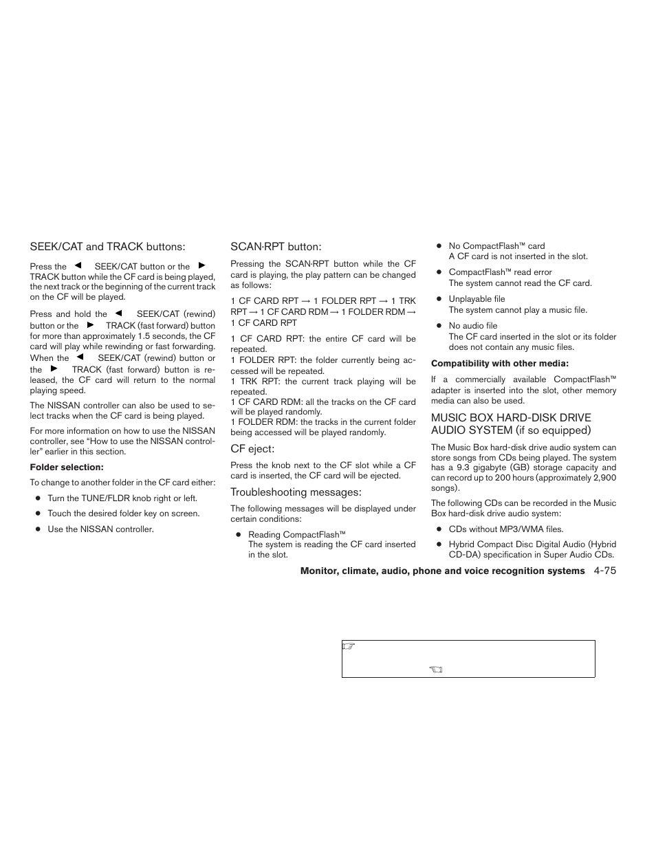 Music box hard-disk drive audio system, If so equipped) -75 | NISSAN 2009 Pathfinder User Manual | Page 241 / 471