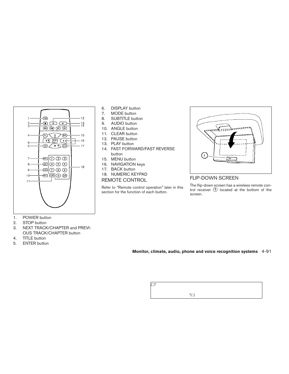 Remote control -91 flip-down screen -91 | NISSAN 2009 Pathfinder User Manual | Page 257 / 471