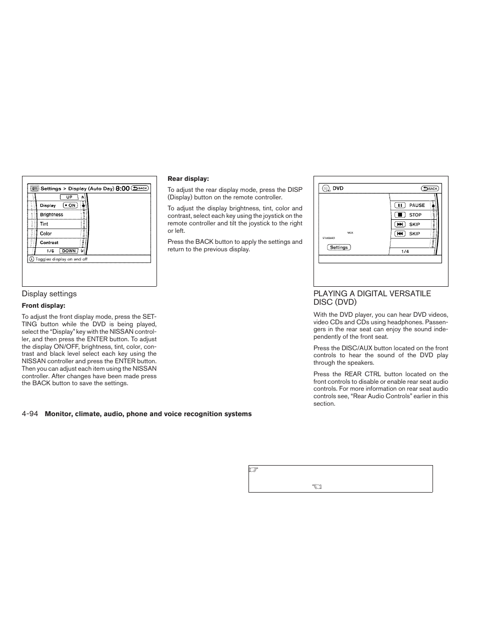 Playing a digital versatile disc (dvd) -94 | NISSAN 2009 Pathfinder User Manual | Page 260 / 471