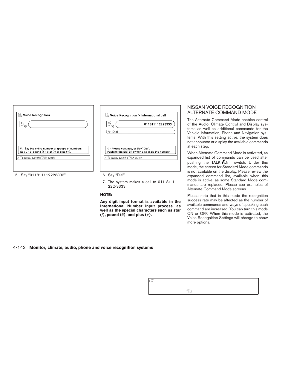 Nissan voice recognition alternate, Command mode -142 | NISSAN 2009 Pathfinder User Manual | Page 308 / 471