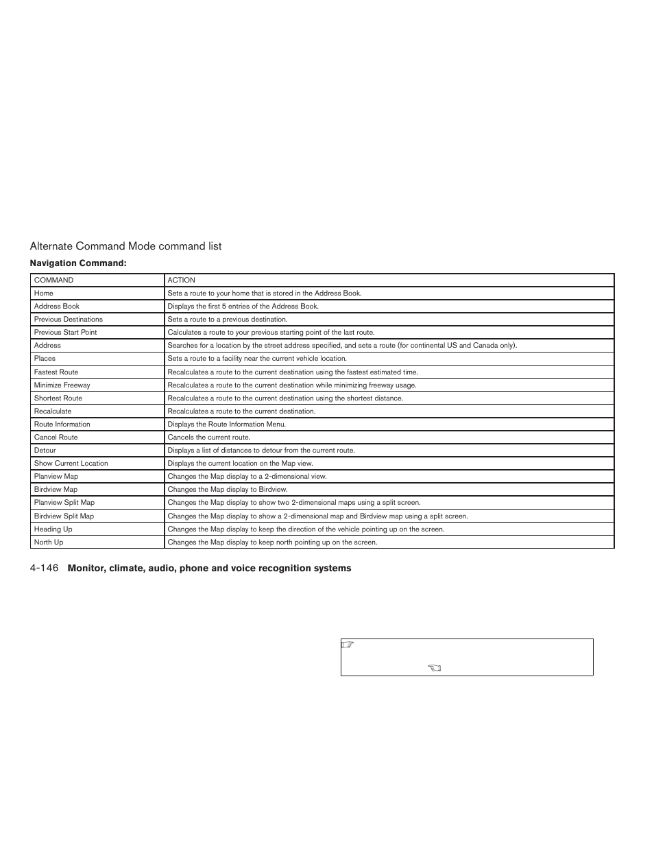 Alternate command mode command list | NISSAN 2009 Pathfinder User Manual | Page 312 / 471