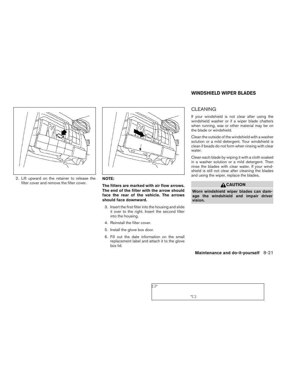 Windshield wiper blades -21, Cleaning -21 | NISSAN 2009 Pathfinder User Manual | Page 405 / 471