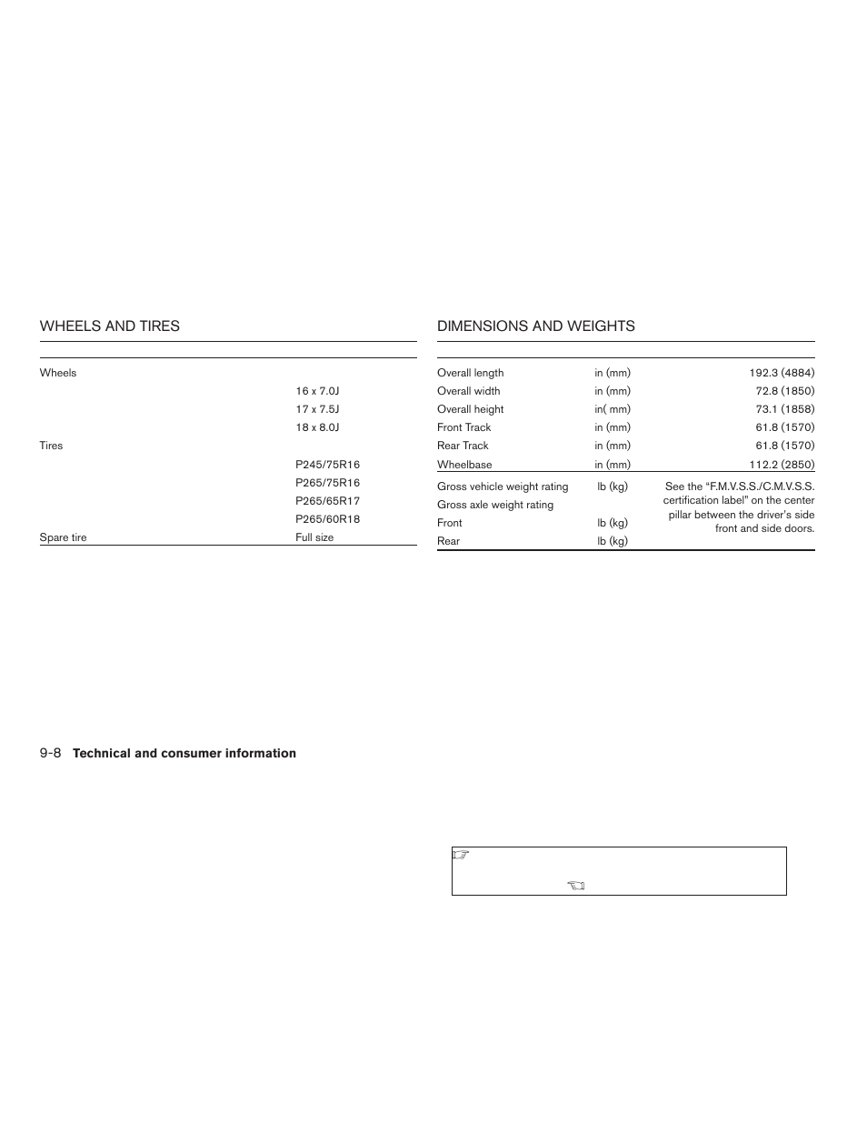 Wheels and tires -8 dimensions and weights -8 | NISSAN 2009 Pathfinder User Manual | Page 438 / 471