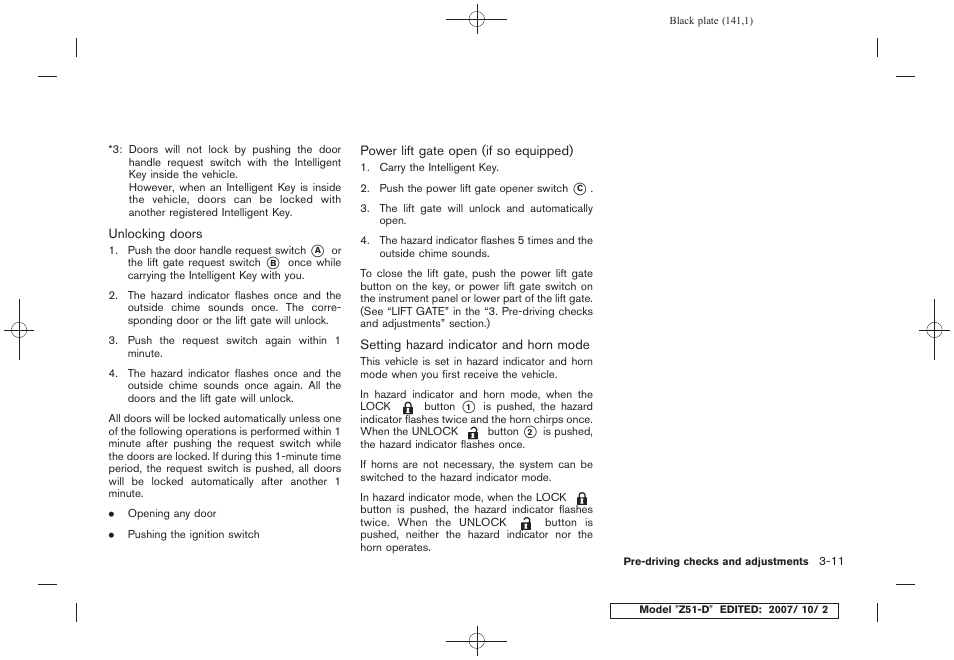 NISSAN 2009 Murano User Manual | Page 141 / 443