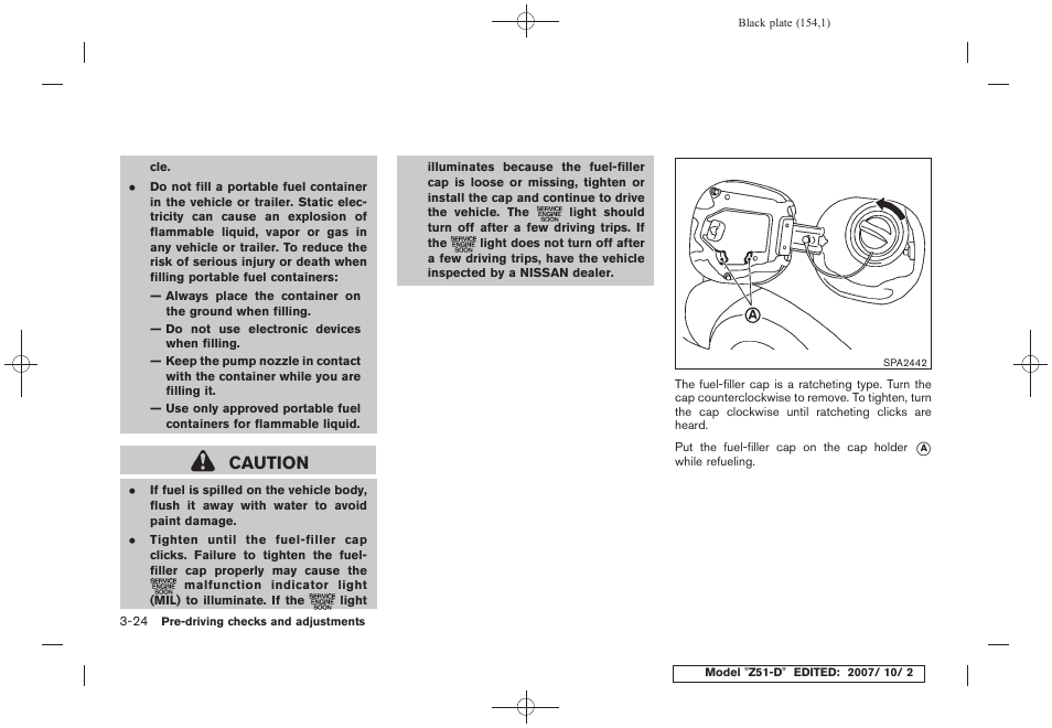 Caution | NISSAN 2009 Murano User Manual | Page 154 / 443