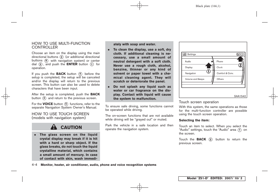 Caution | NISSAN 2009 Murano User Manual | Page 168 / 443