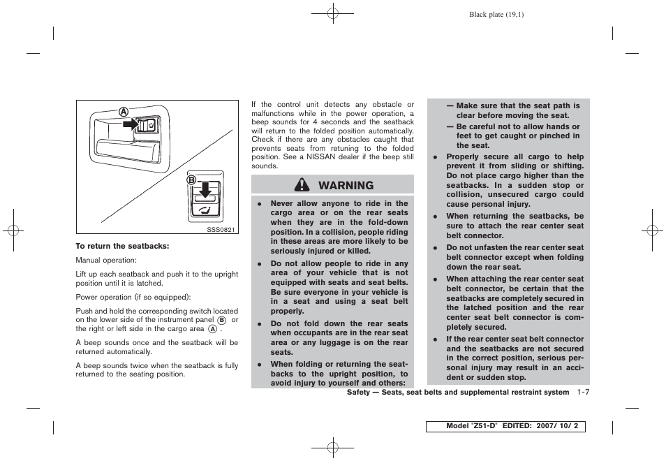 Warning | NISSAN 2009 Murano User Manual | Page 21 / 443