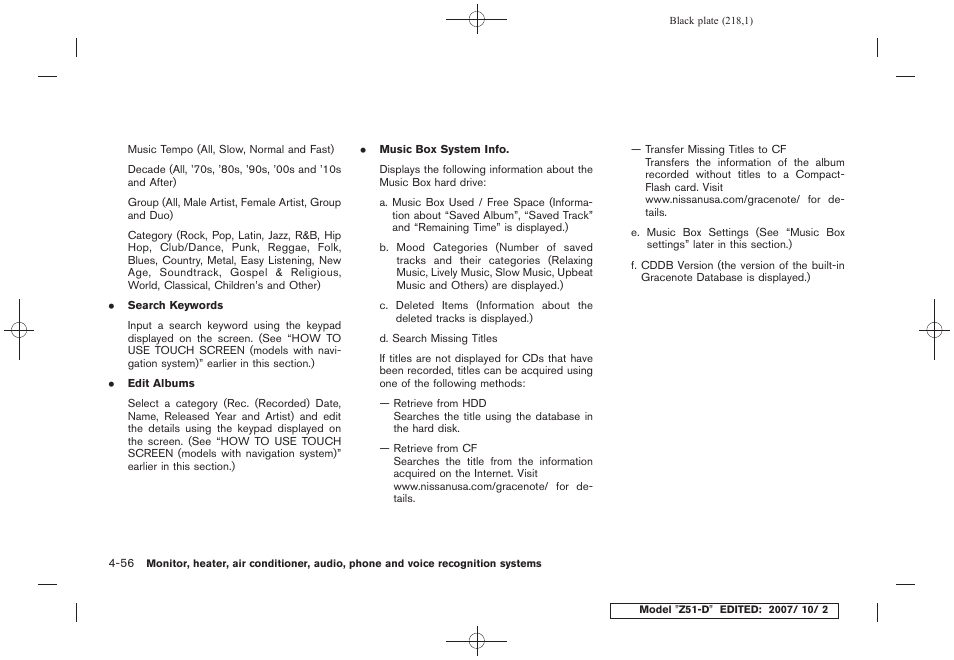 NISSAN 2009 Murano User Manual | Page 220 / 443