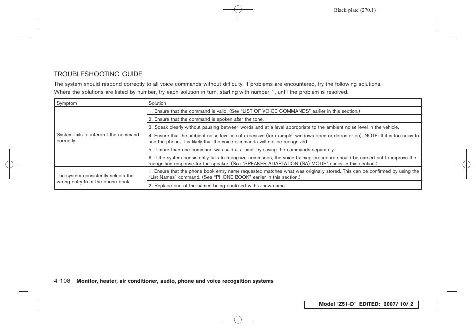 Troubleshooting guide -108 | NISSAN 2009 Murano User Manual | Page 272 / 443