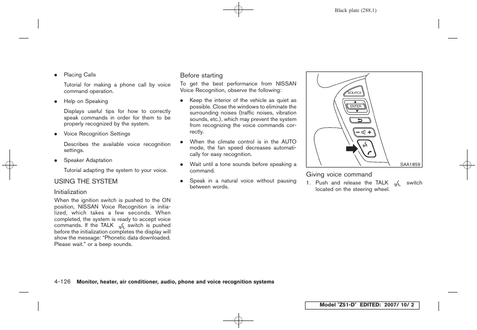 Using the system -126 | NISSAN 2009 Murano User Manual | Page 290 / 443