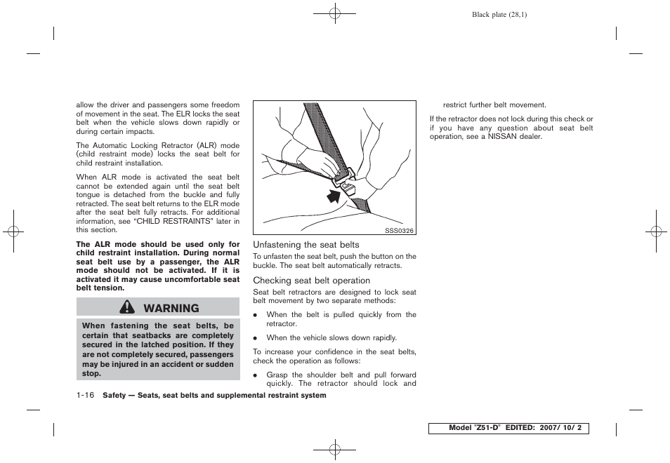 Warning | NISSAN 2009 Murano User Manual | Page 30 / 443