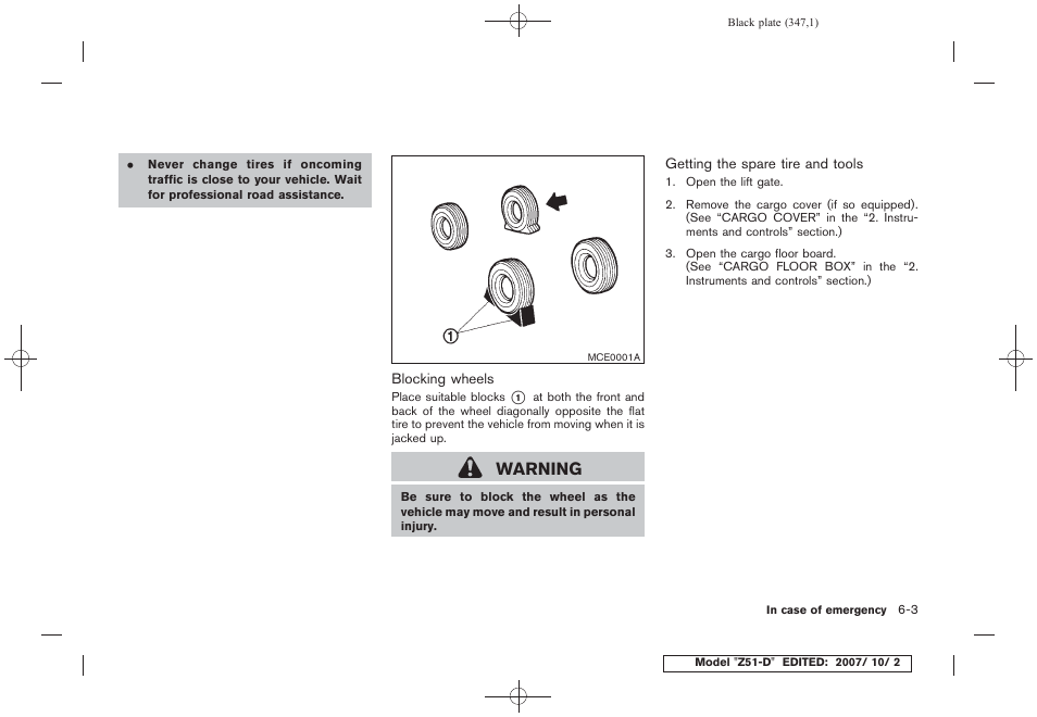 Warning | NISSAN 2009 Murano User Manual | Page 345 / 443