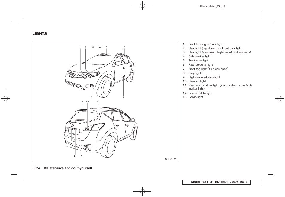 Lights -24 | NISSAN 2009 Murano User Manual | Page 388 / 443