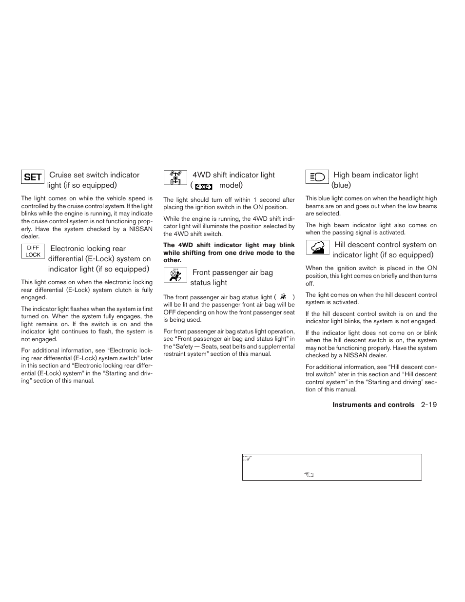 NISSAN 2009 Frontier User Manual | Page 107 / 366