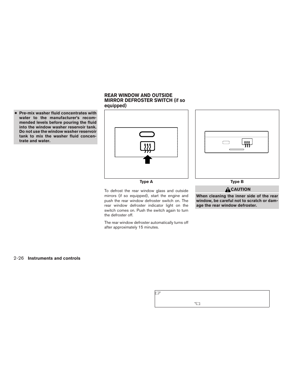 Rear window and outside mirror defroster switch, If so equipped) -26 | NISSAN 2009 Frontier User Manual | Page 114 / 366