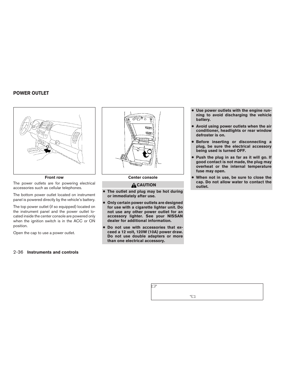 Power outlet -36 | NISSAN 2009 Frontier User Manual | Page 124 / 366