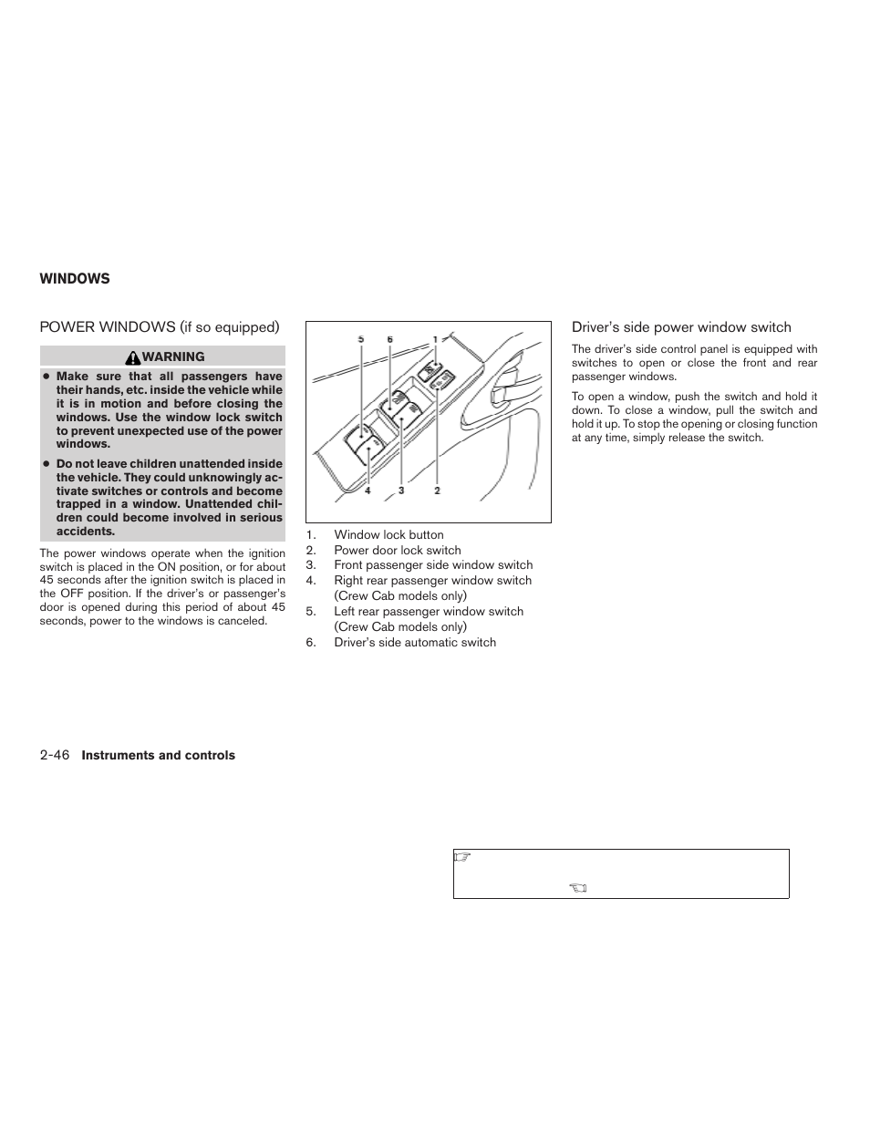 Windows -46, Power windows (if so equipped) -46 | NISSAN 2009 Frontier User Manual | Page 134 / 366