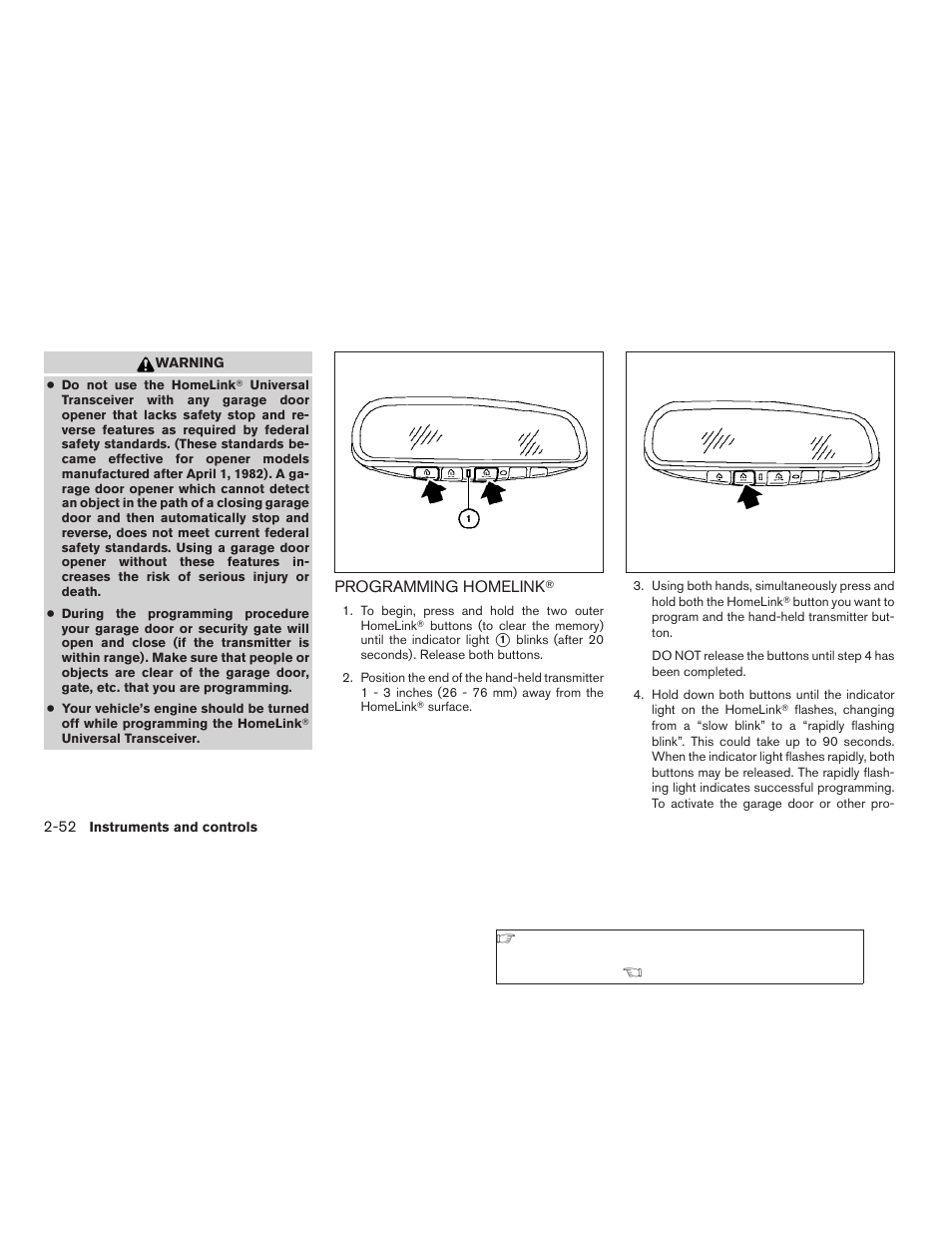Programming homelink | NISSAN 2009 Frontier User Manual | Page 140 / 366