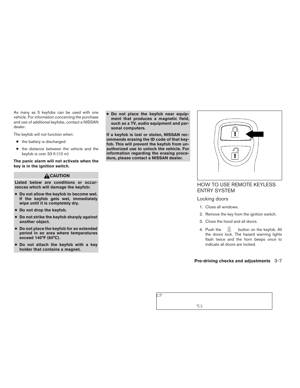How to use remote keyless entry system -7 | NISSAN 2009 Frontier User Manual | Page 149 / 366