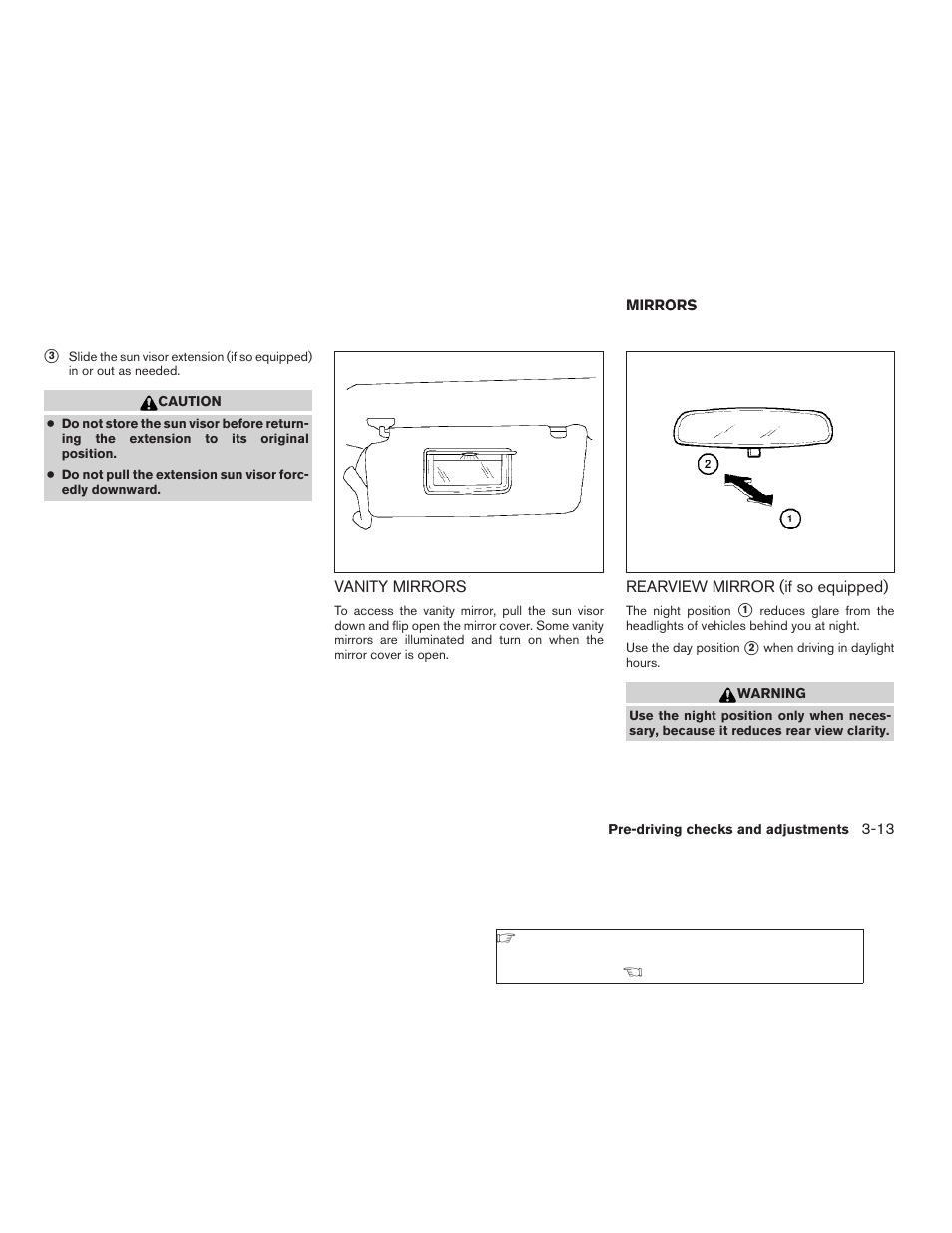 Vanity mirrors -13, Mirrors -13, Rearview mirror (if so equipped) -13 | NISSAN 2009 Frontier User Manual | Page 155 / 366