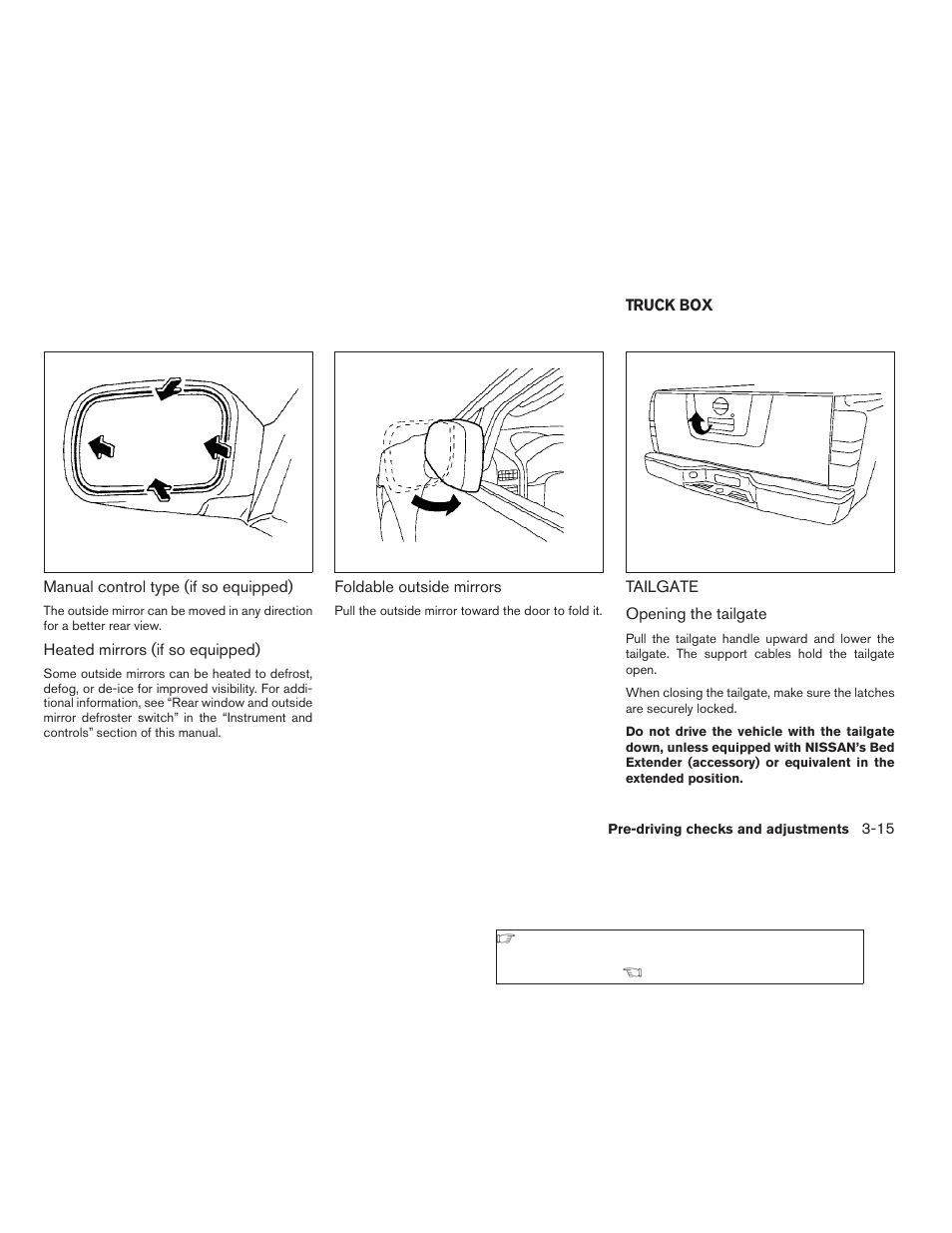 Truck box -15, Tailgate -15 | NISSAN 2009 Frontier User Manual | Page 157 / 366