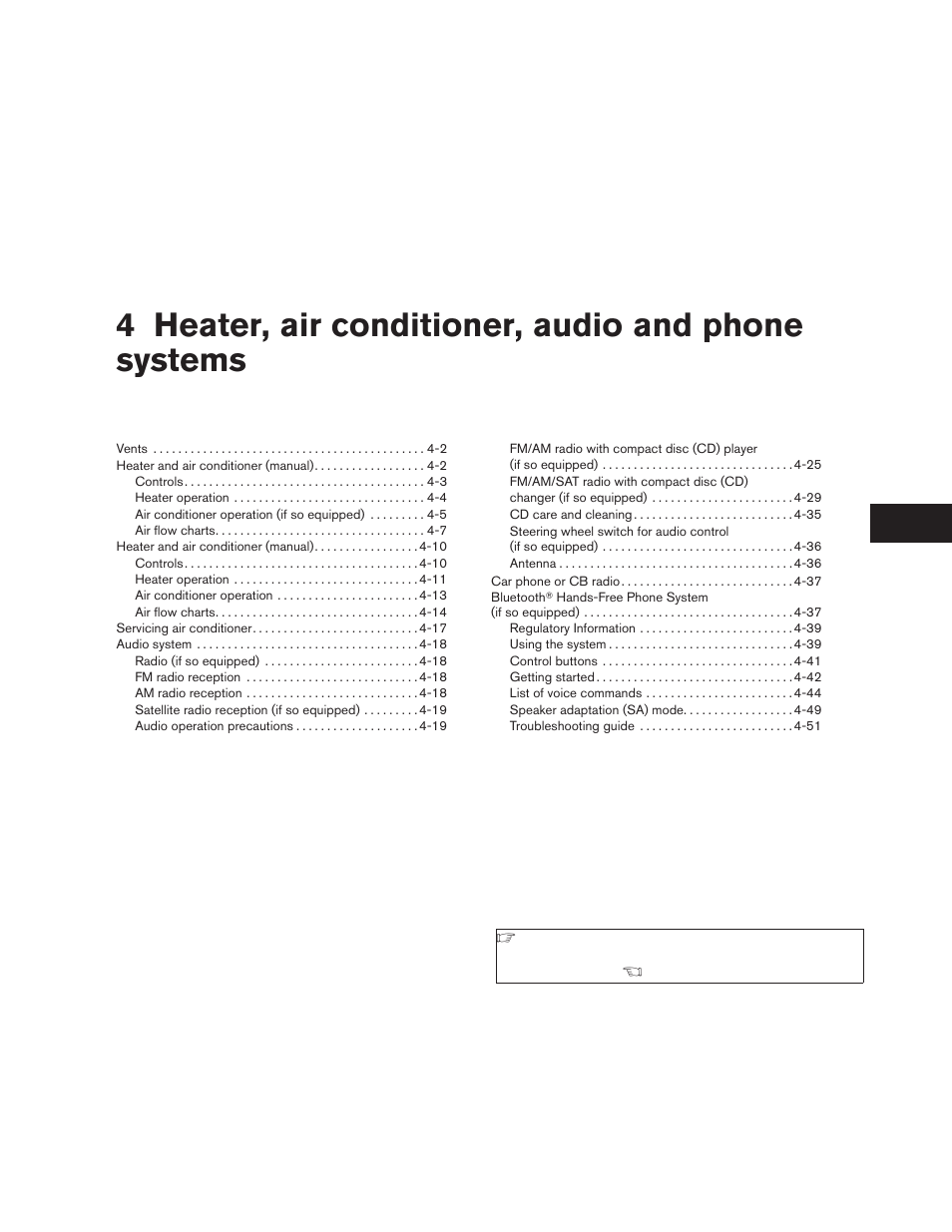Heater, air conditioner, audio and phone systems, 4 heater, air conditioner, audio and phone systems | NISSAN 2009 Frontier User Manual | Page 161 / 366