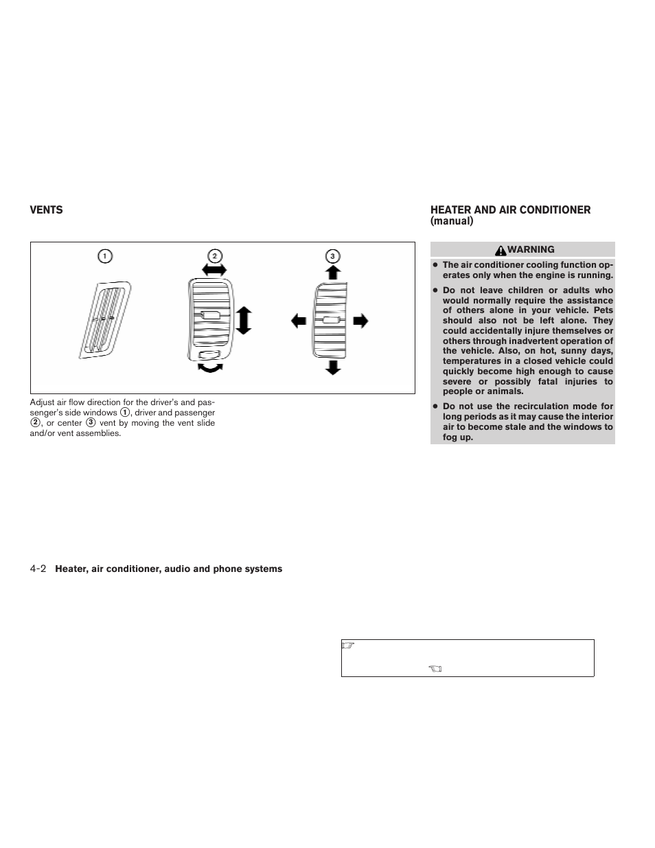 Vents -2 heater and air conditioner (manual) -2 | NISSAN 2009 Frontier User Manual | Page 162 / 366