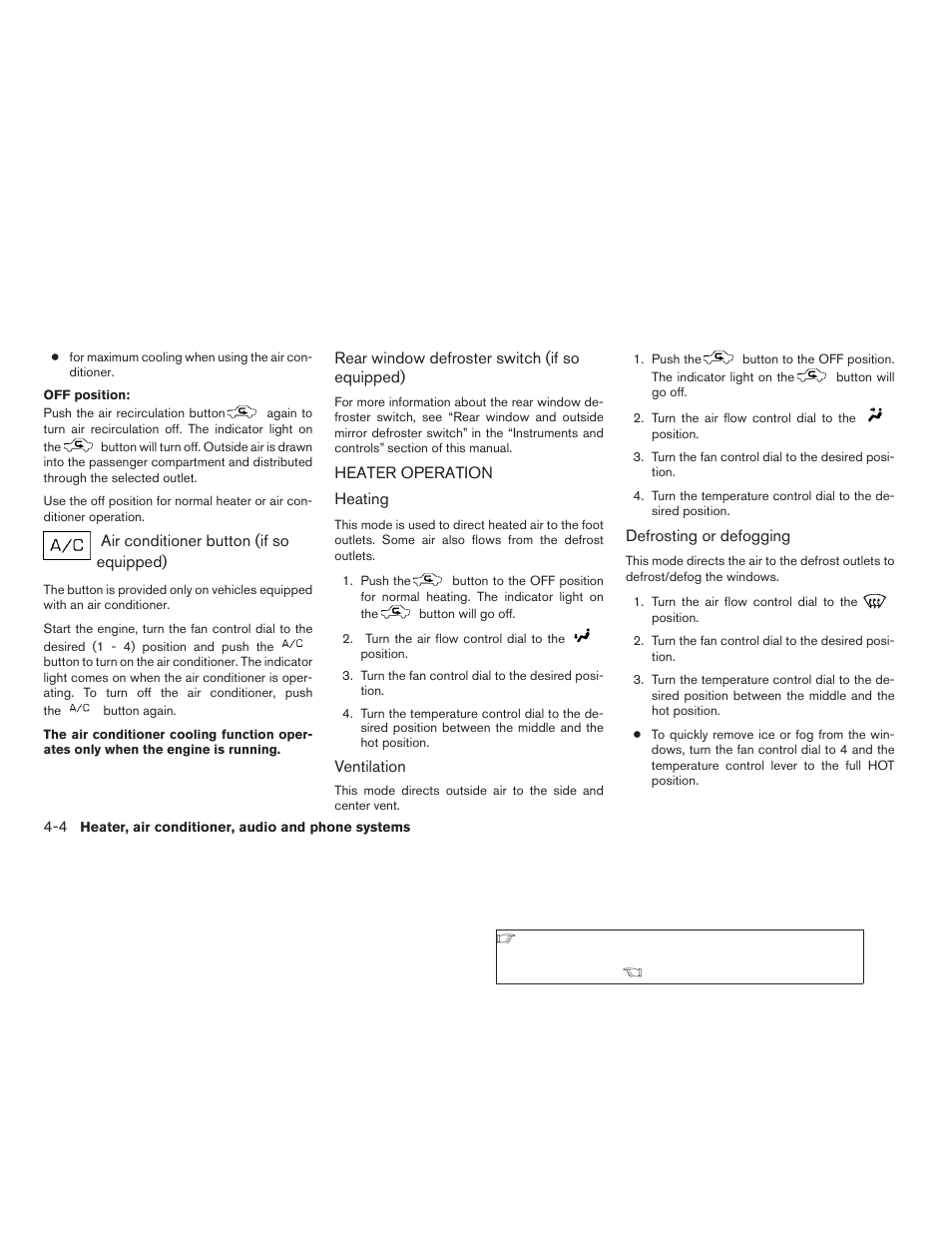 Heater operation -4 | NISSAN 2009 Frontier User Manual | Page 164 / 366
