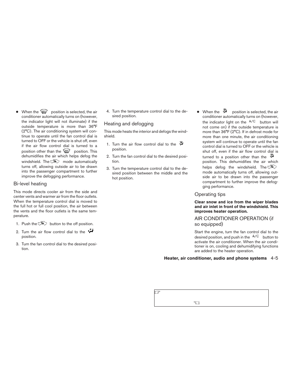 Air conditioner operation (if so equipped) -5 | NISSAN 2009 Frontier User Manual | Page 165 / 366