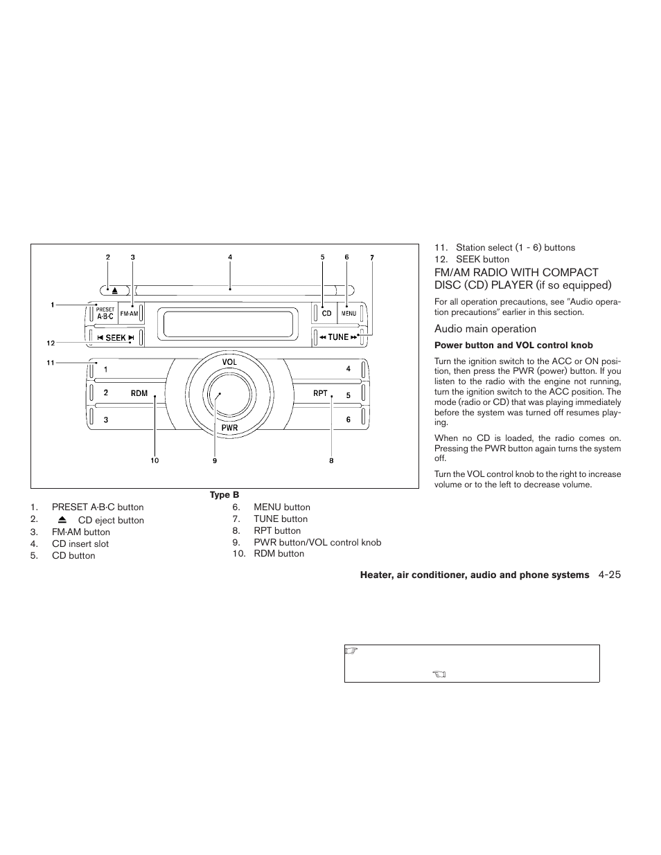 Fm/am radio with compact disc (cd) player, If so equipped) -25 | NISSAN 2009 Frontier User Manual | Page 185 / 366