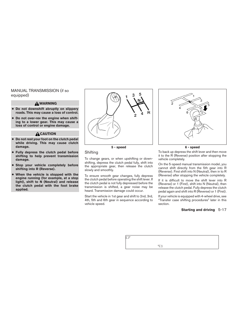 Manual transmission (if so equipped) -17 | NISSAN 2009 Frontier User Manual | Page 229 / 366