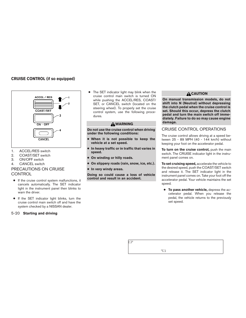 Cruise control (if so equipped) -20 | NISSAN 2009 Frontier User Manual | Page 232 / 366