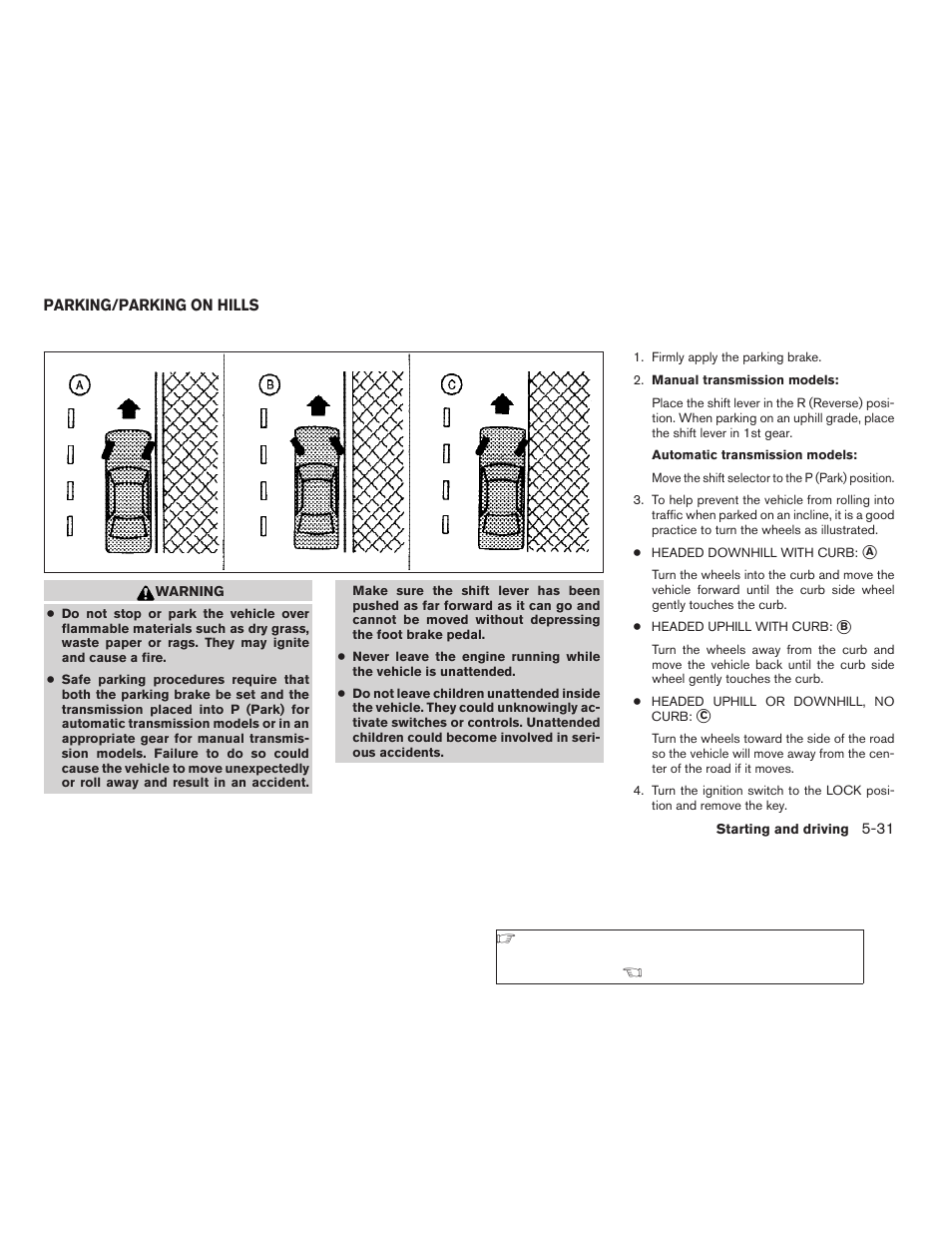 Parking/parking on hills -31 | NISSAN 2009 Frontier User Manual | Page 243 / 366