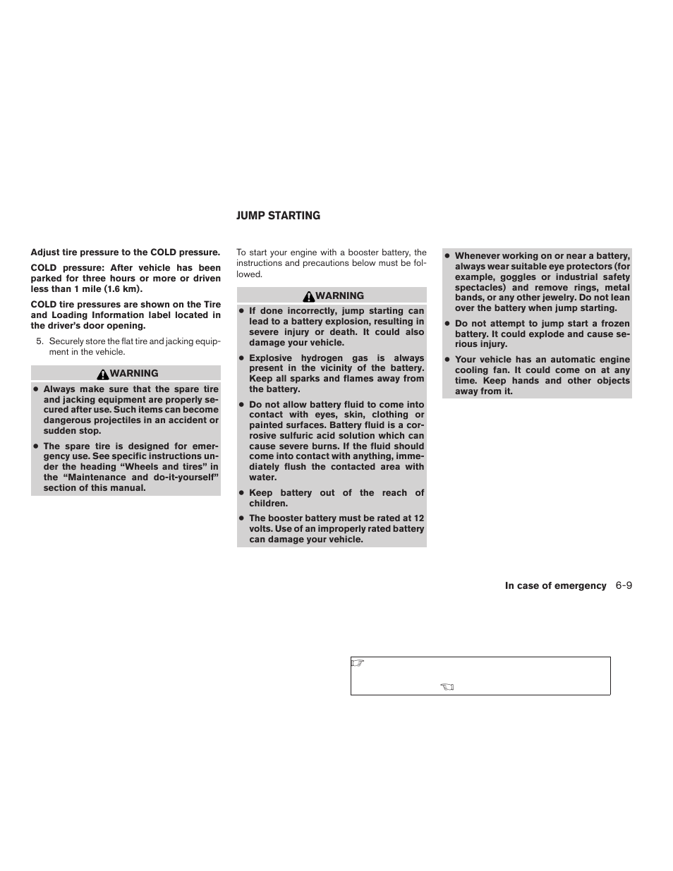 Jump starting -9 | NISSAN 2009 Frontier User Manual | Page 261 / 366