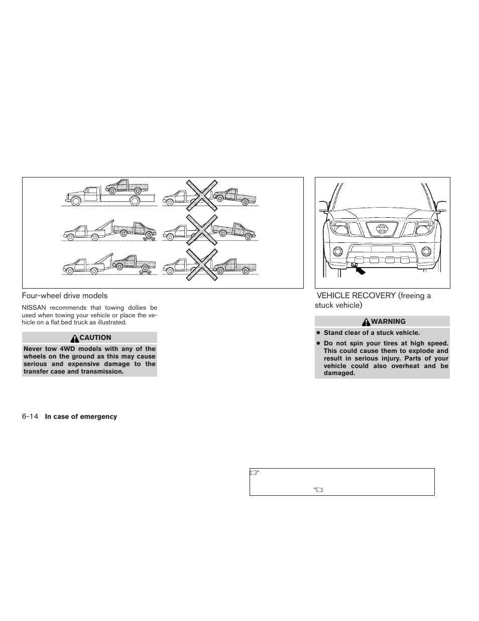 Vehicle recovery (freeing a stuck vehicle) -14 | NISSAN 2009 Frontier User Manual | Page 266 / 366