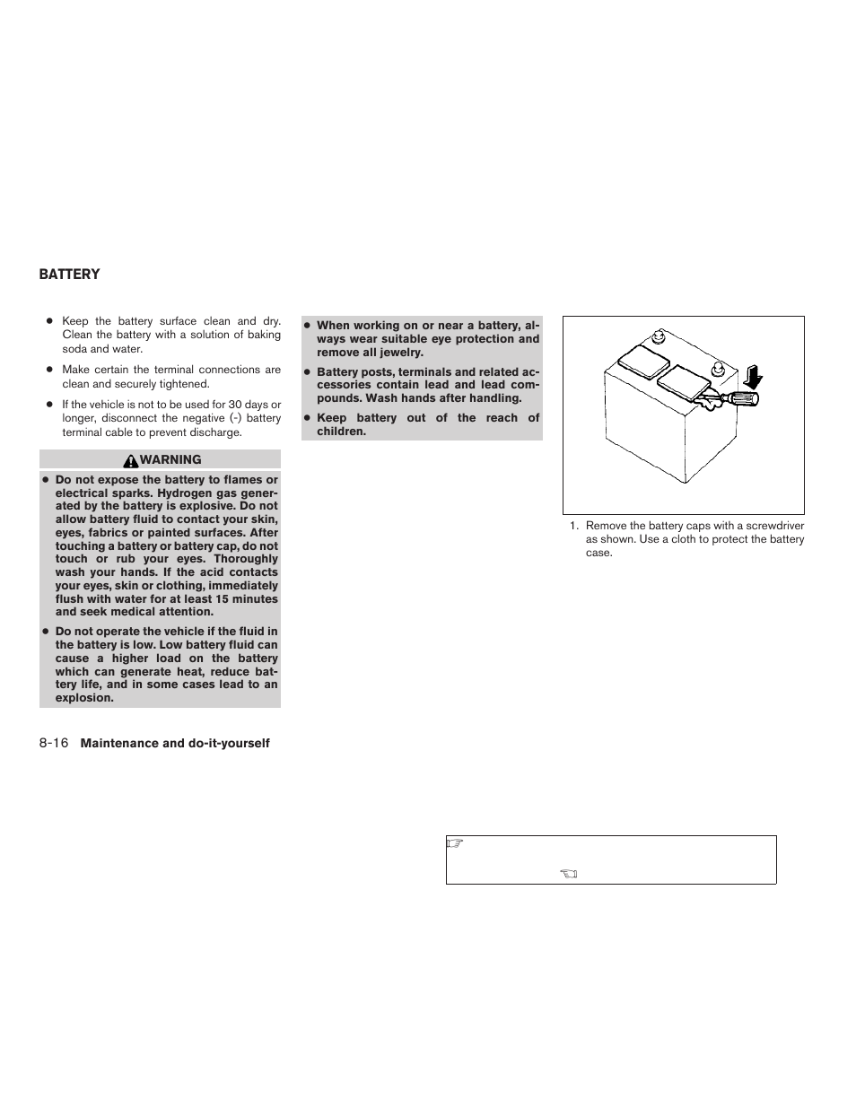 Battery -16 | NISSAN 2009 Frontier User Manual | Page 290 / 366