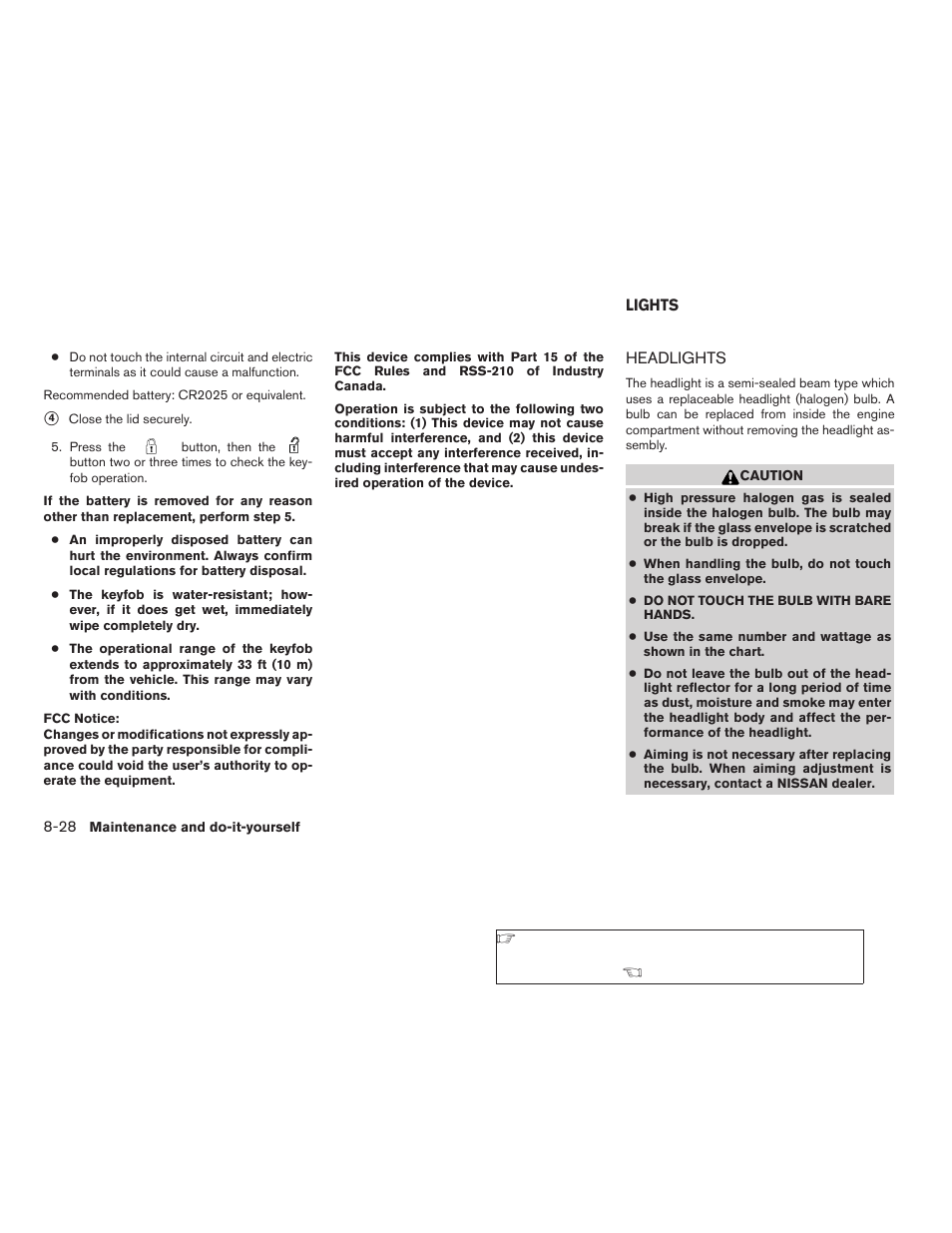 Lights -28, Headlights -28 | NISSAN 2009 Frontier User Manual | Page 302 / 366