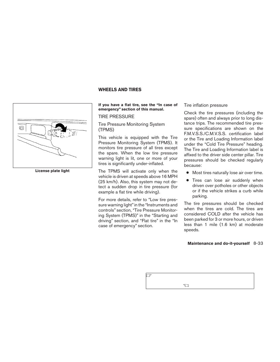 Wheels and tires -33, Tire pressure -33 | NISSAN 2009 Frontier User Manual | Page 307 / 366