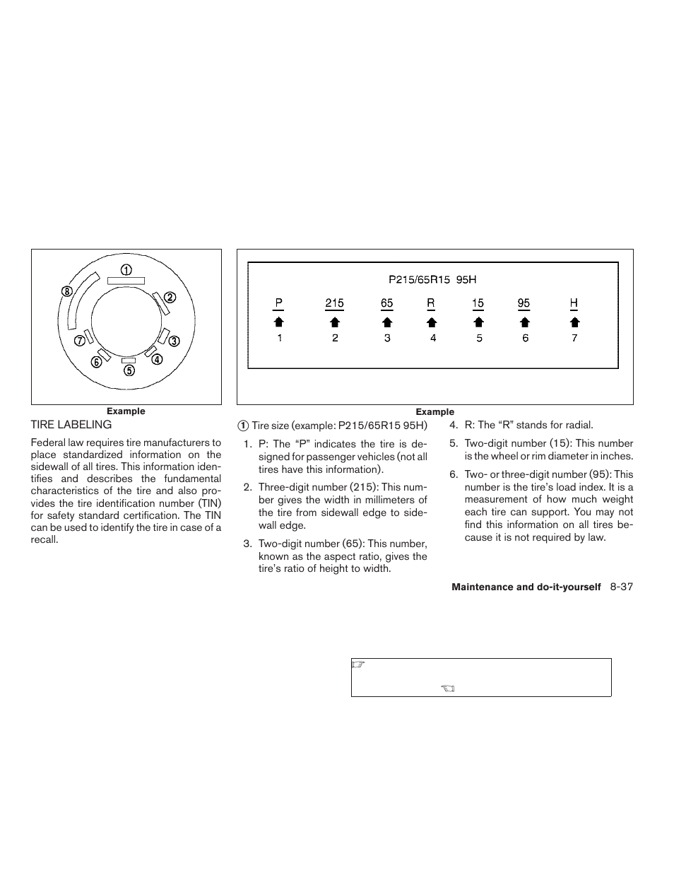 Tire labeling -37 | NISSAN 2009 Frontier User Manual | Page 311 / 366