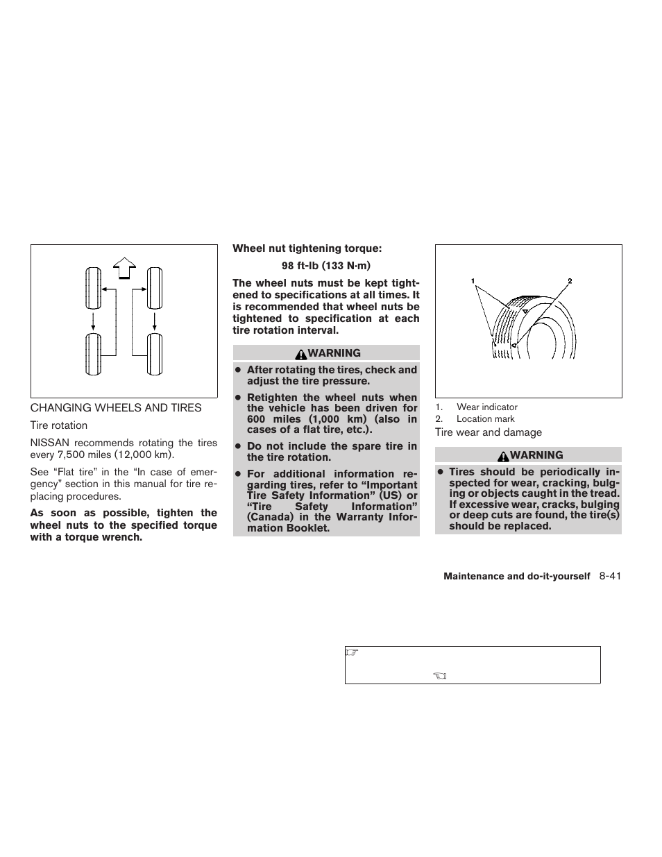 Changing wheels and tires -41 | NISSAN 2009 Frontier User Manual | Page 315 / 366