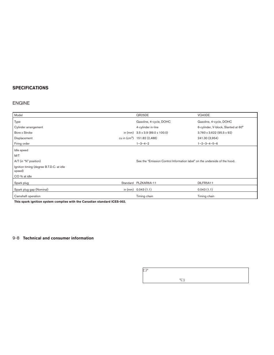 Specifications -8, Engine -8, Engine | Specifications | NISSAN 2009 Frontier User Manual | Page 326 / 366