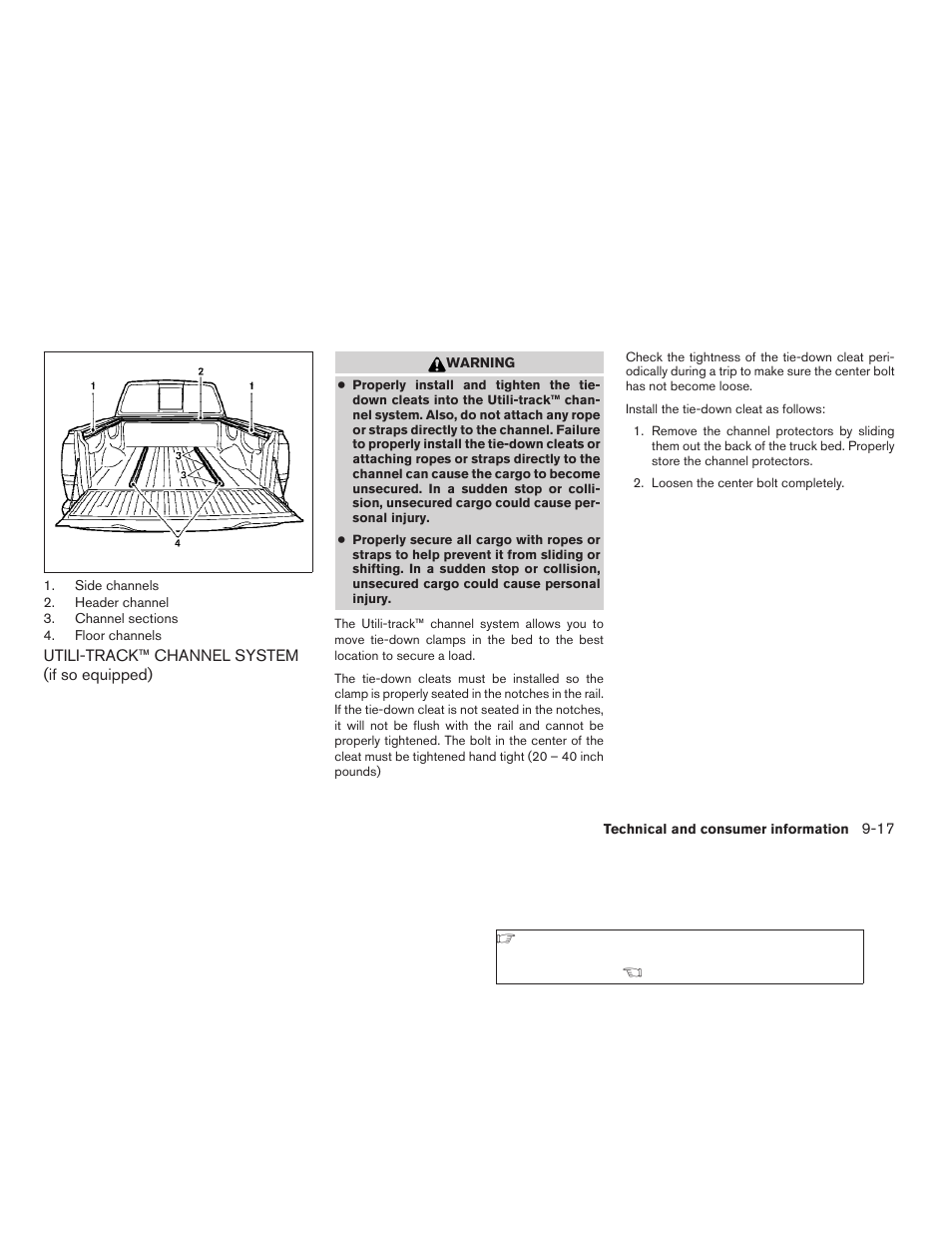 Utili-track™ channel system (if so equipped) -17 | NISSAN 2009 Frontier User Manual | Page 335 / 366