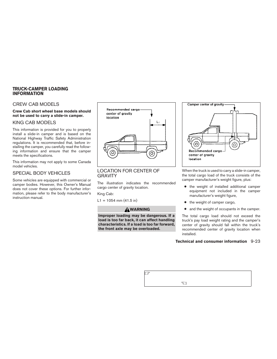 Truck-camper loading information -23 | NISSAN 2009 Frontier User Manual | Page 341 / 366