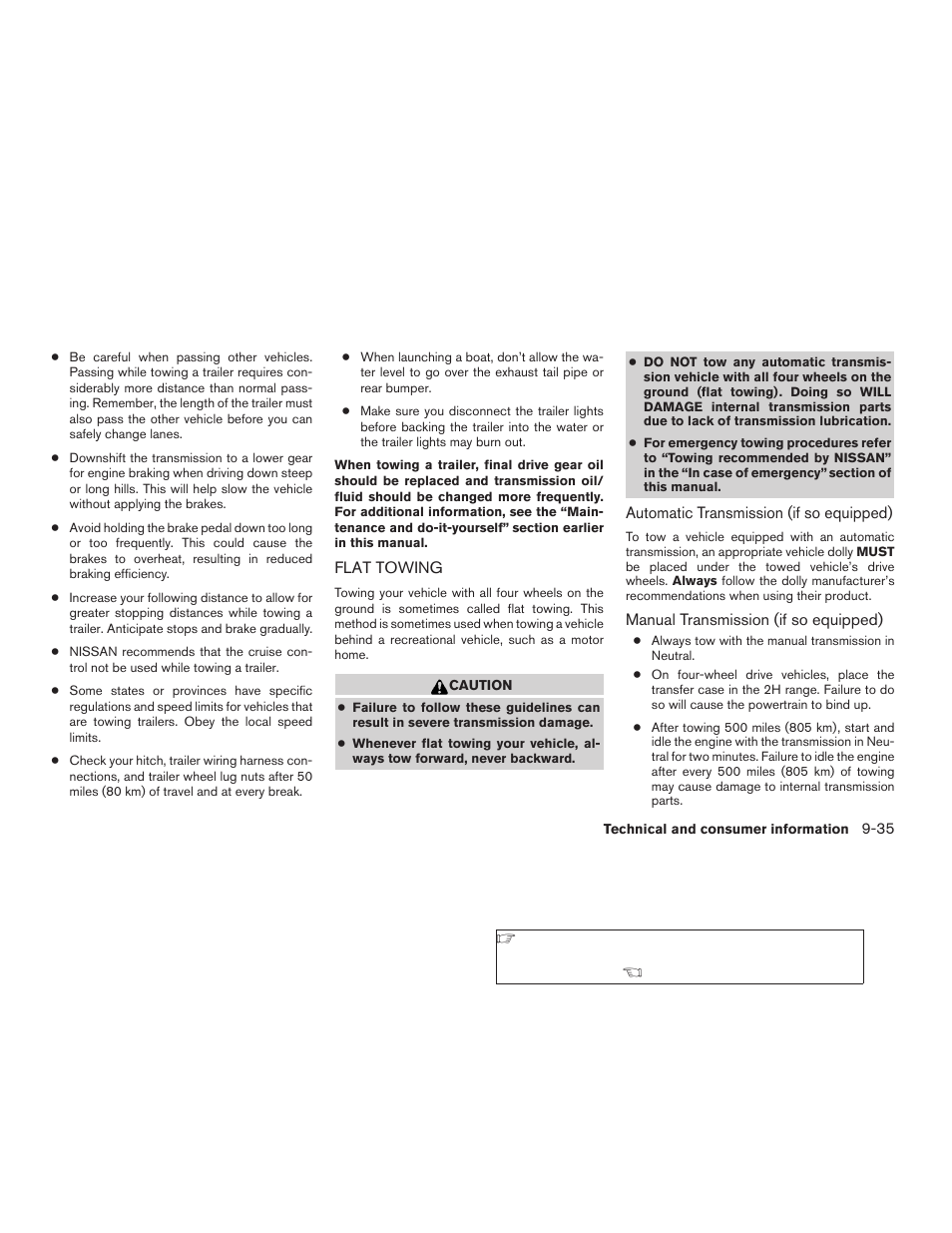 Flat towing -35 | NISSAN 2009 Frontier User Manual | Page 353 / 366